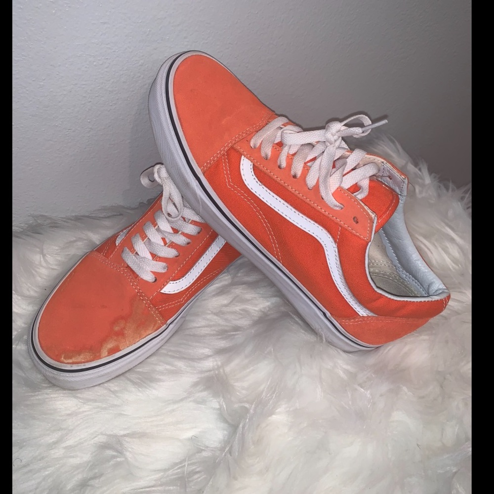 Women / Men Orange Vans.  (bleached shoe)